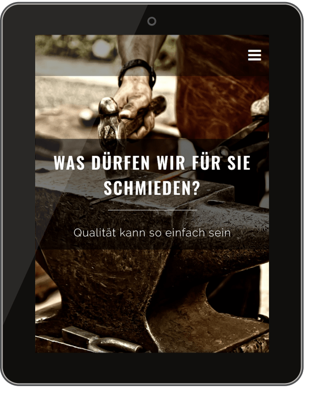 Seitenschmiede am Rhein - Webseite der Internet-Agentur auf dem Tablet, Responsive Design